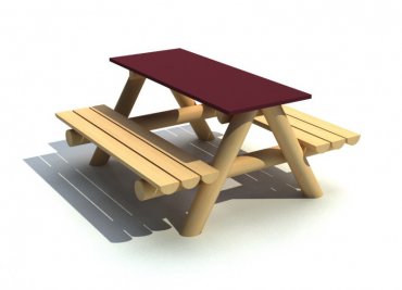 Stůl + 2x lavice pro 4-6 dětí, stolní deska vodovzdorná překližka 1250 x 500 mm - L5MP